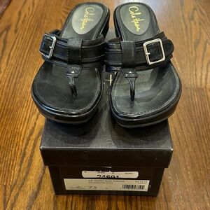 Cole Haan Black Buckle Sandals for Women with Nike Air technology.